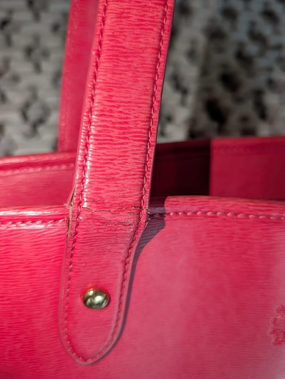 Ralph Lauren Coral Pink Leather Tote with Gold Accents